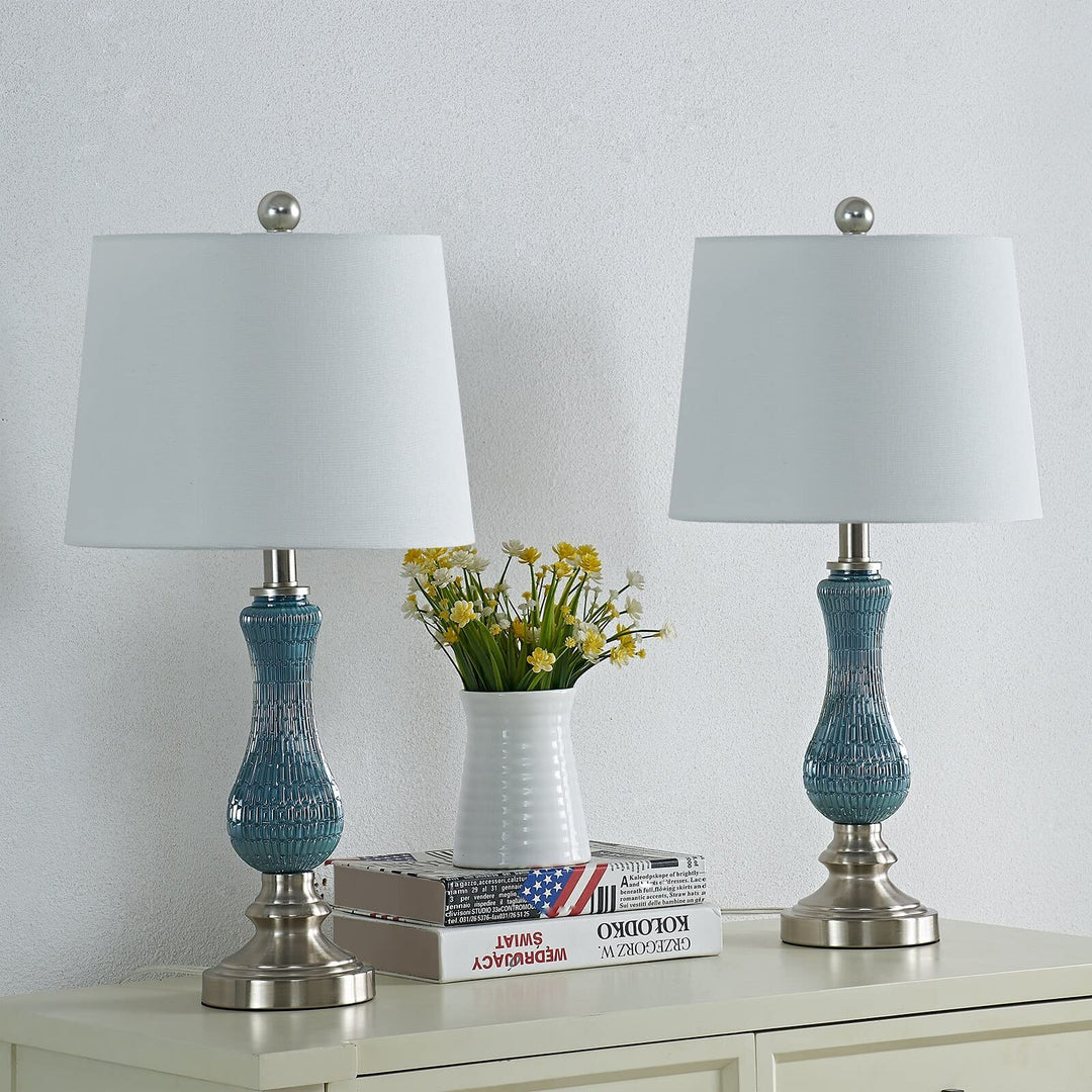23" Light Blue Glass Table Lamp Set (Set of 2) Modern Contemporary Energy - Diamond Home USA