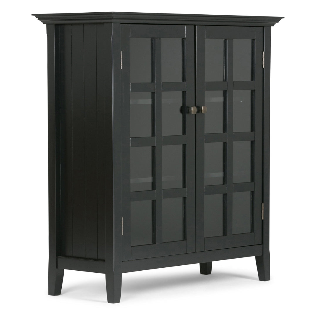 SIMPLIHOME Acadian SOLID WOOD 39 inch Wide Rustic Medium Storage Cabinet in Black