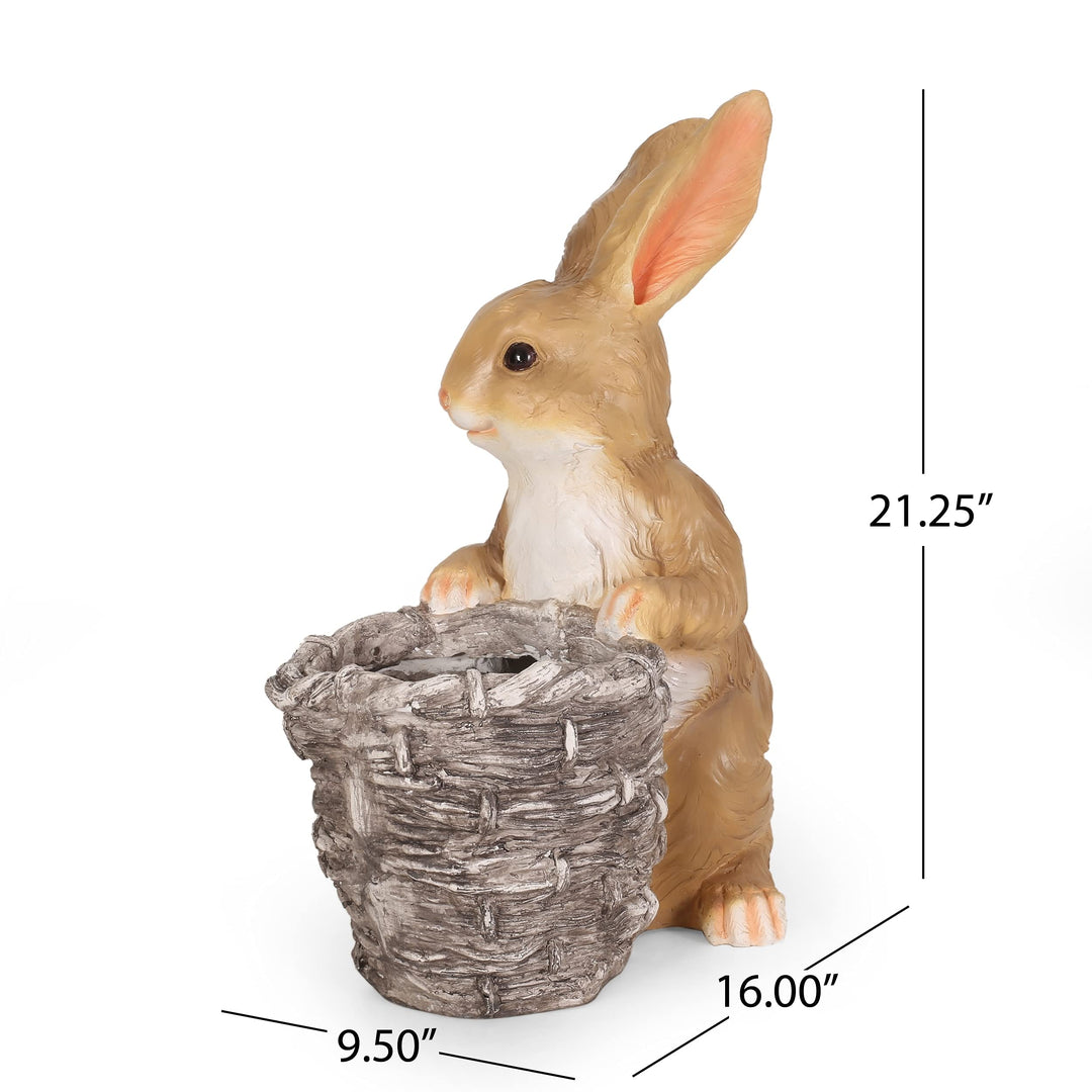 Outdoor Cast Stone Decorative Rabbit Planter White Modern temporary Round - Diamond Home USA