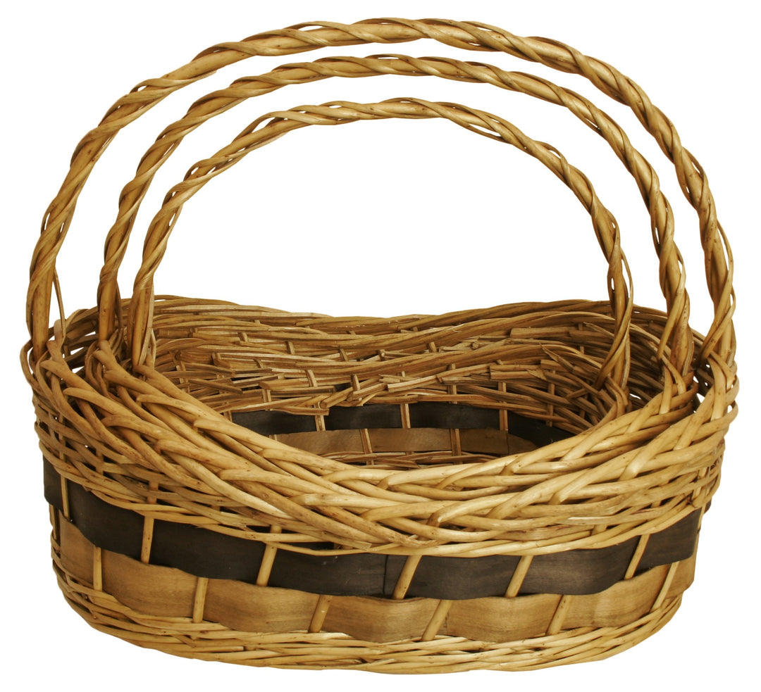 Wald Imports Brown Willow & Woodchip Decorative Nesting Storage Baskets Set of 3 - Diamond Home USA