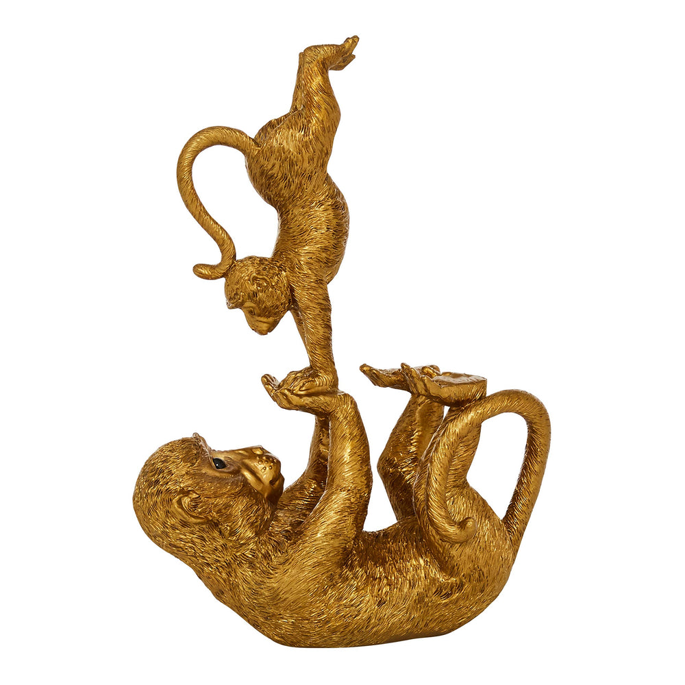 Gold Resin Eclectic Monkey Sculpture 11 X 8 3 in Yellow Metal - Diamond Home USA
