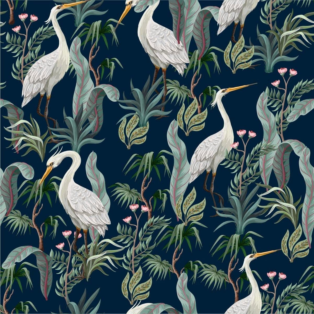 uniQstiQ Heron and Leaves Wallpaper Peel-and-Stick 25" W x 225" H - Diamond Home USA