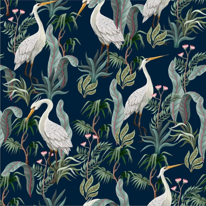 uniQstiQ Heron and Leaves Wallpaper Peel-and-Stick 25" W x 225" H - Diamond Home USA