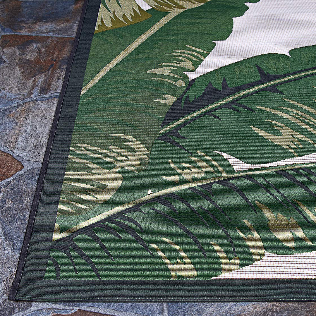Couristan Palm Lily Runner rug 2'3" x 7'10" Hunter Green/Ivory - Diamond Home USA