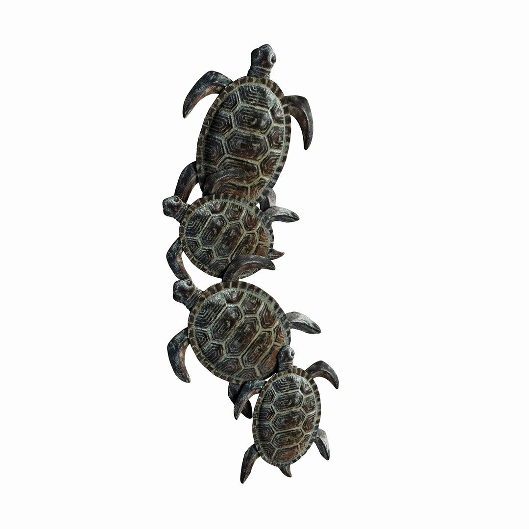Sea Turtle Wall Art Black Green Bohemian Eclectic Metal - Diamond Home USA