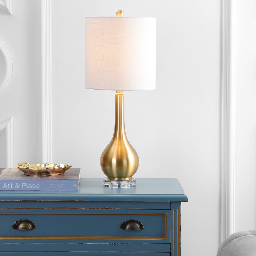 25" Metal/Crystal Teardrop Led Table Lamp Brass Yellow Glam Traditional
