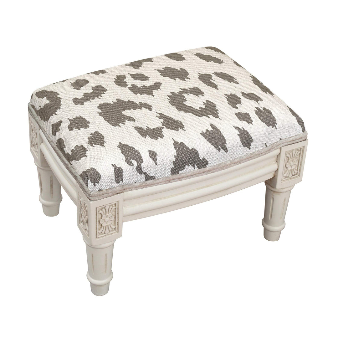 Gray Cheetah Footstool Grey Shabby Chic Solid Wood