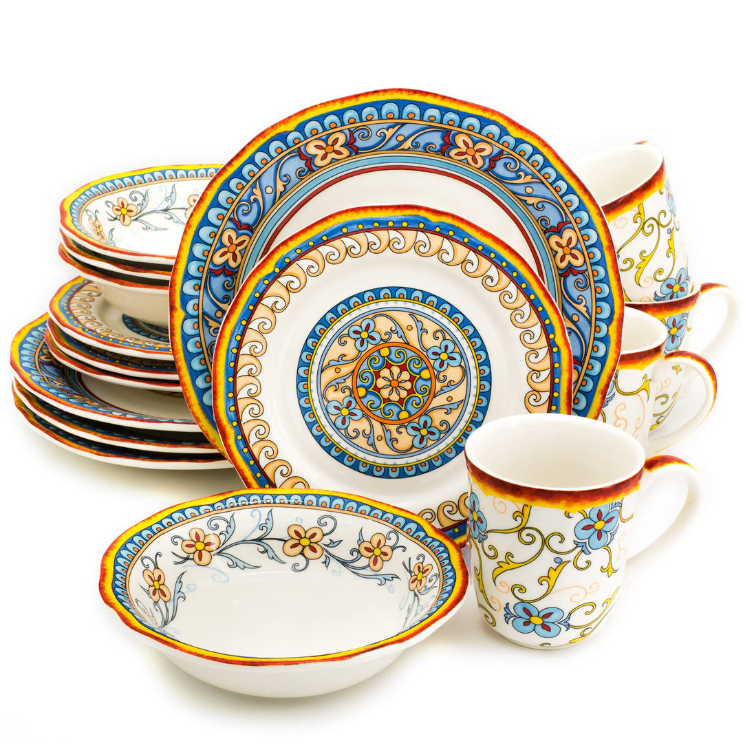 Euro Ceramica Duomo 16 Piece Stoneware Dinnerware Set Service for 4 -