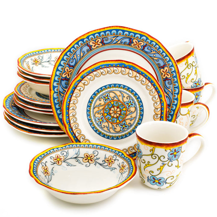Euro Ceramica Duomo 16 Piece Stoneware Dinnerware Set Service for 4 -