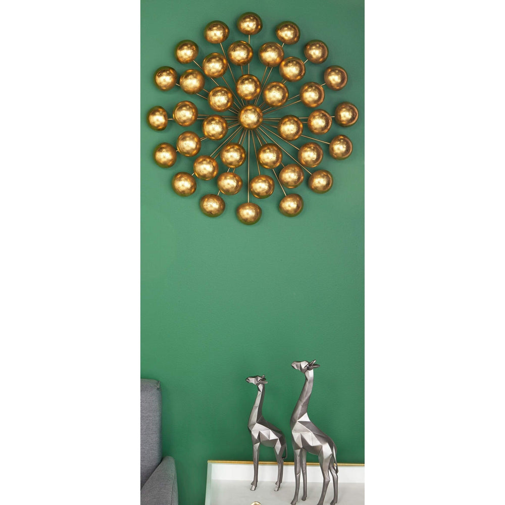 Modern 24 Inch Ball Burst Tin Wall Sculpture by Gold Silver Contemporary Metal - Diamond Home USA