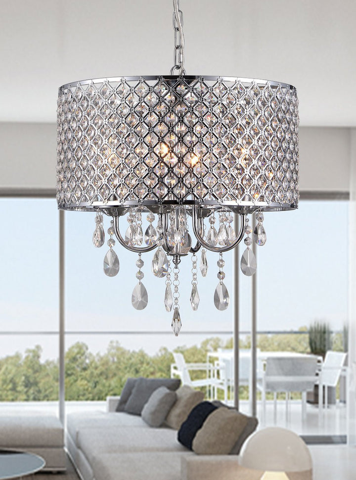 Warehouse of Tiffany SU7139-4CR Oisetta 4 Light Crystal Round Chandelier17 Chrome - Diamond Home USA