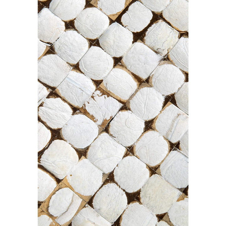 Accent Table 16" X 16.5" Brown White Bohemian Eclectic Nautical Coastal Round - Diamond Home USA