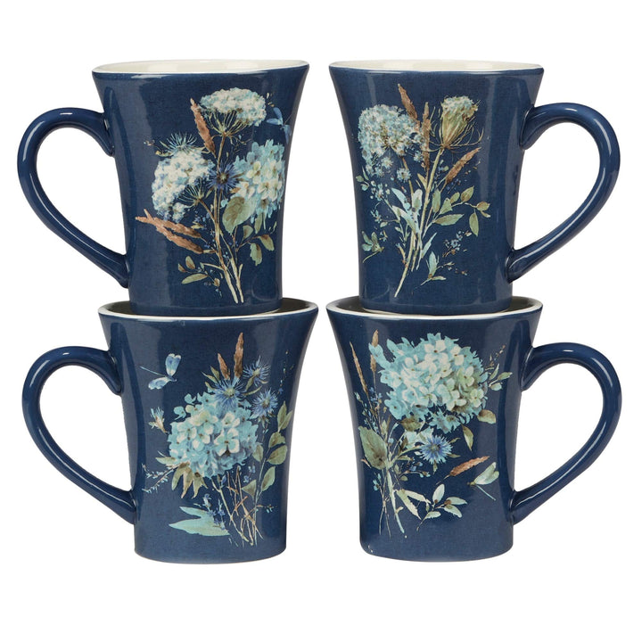 Bohemian Blue 16-Piece Dinnerware Set Service for 4 Green Multi Color Floral - Diamond Home USA