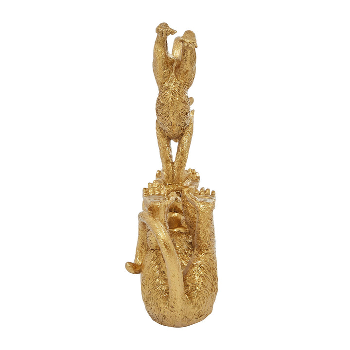 Gold Resin Eclectic Monkey Sculpture 11 X 8 3 in Yellow Metal - Diamond Home USA