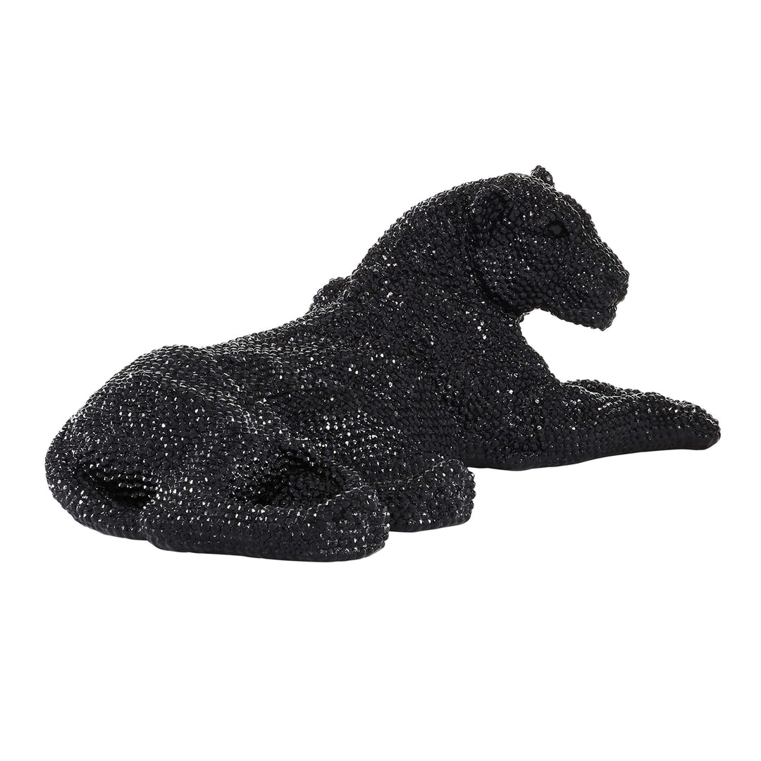 Large Black Polystone Resting Panther 26" X 10" 26 X 12 9 Glam Resin - Diamond Home USA