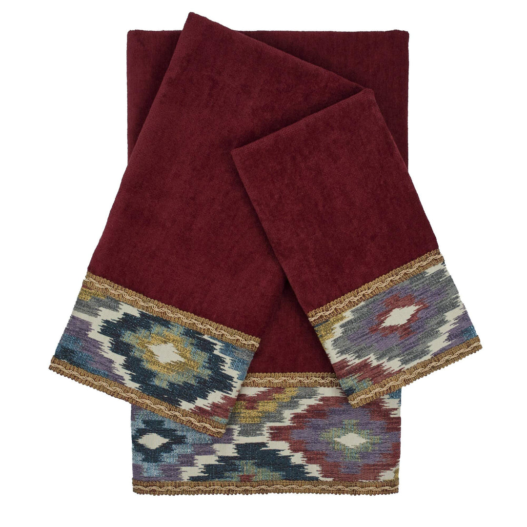 Sherry Kline Maricopa Red 3-Piece Embellished Towel Set