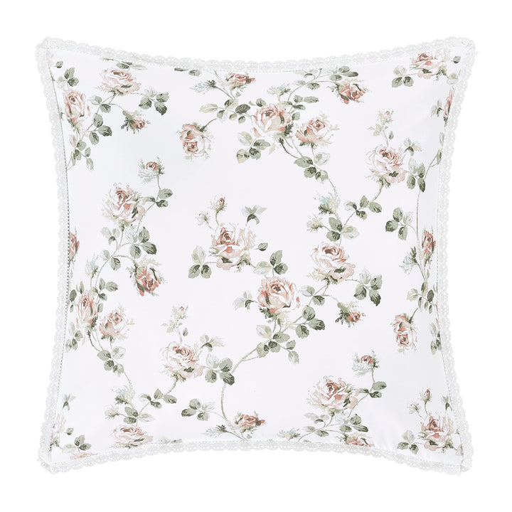 Euro Sham Green Floral Cottage Designer Shabby Chic Polyester Reversible