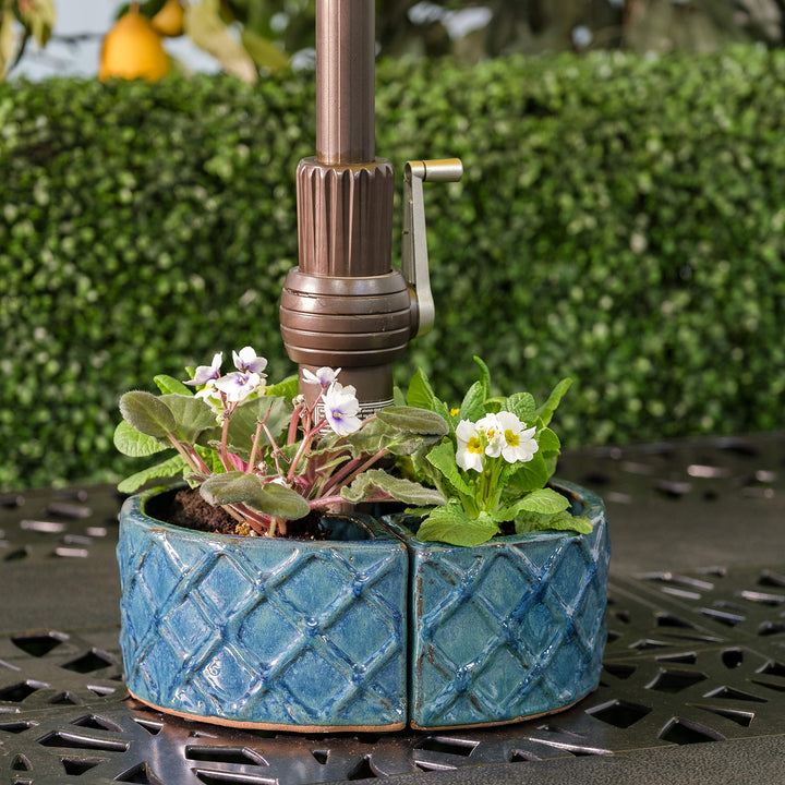 Alfresco Home Cobblestone Umbrella Planter atlantis blue - Diamond Home USA