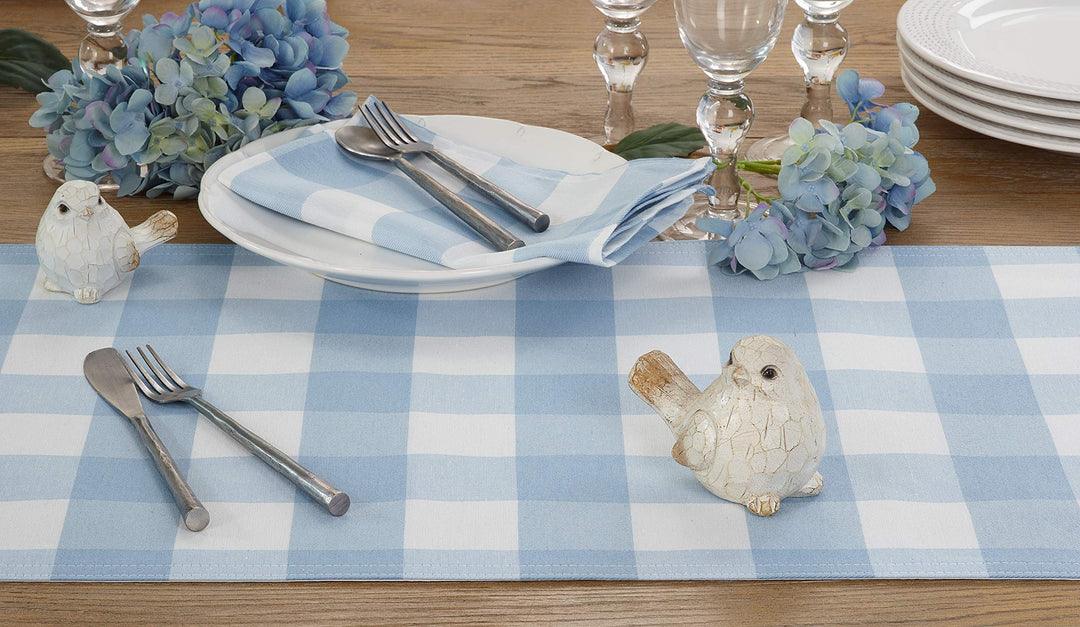 SARO LIFESTYLE Nautica Collection Cotton And Poly Blend Buffalo Plaid Runner 16" 16"x120" - Blue - Diamond Home USA