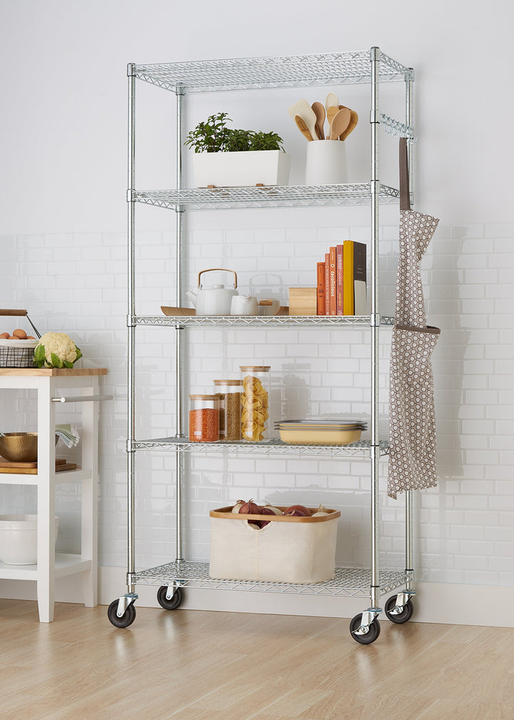 TRINITY Ecoorage Heavy Duty 5-Tier Adjustable Wire Shelving with Wheels and - Diamond Home USA