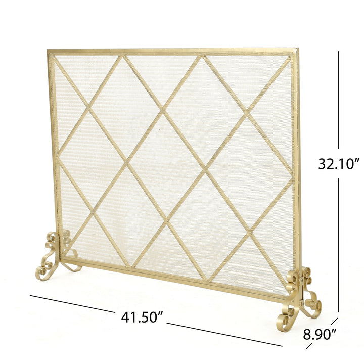 Christopher Knight Home Howell Single Panel Iron Fireplace Screen Gold - Diamond Home USA