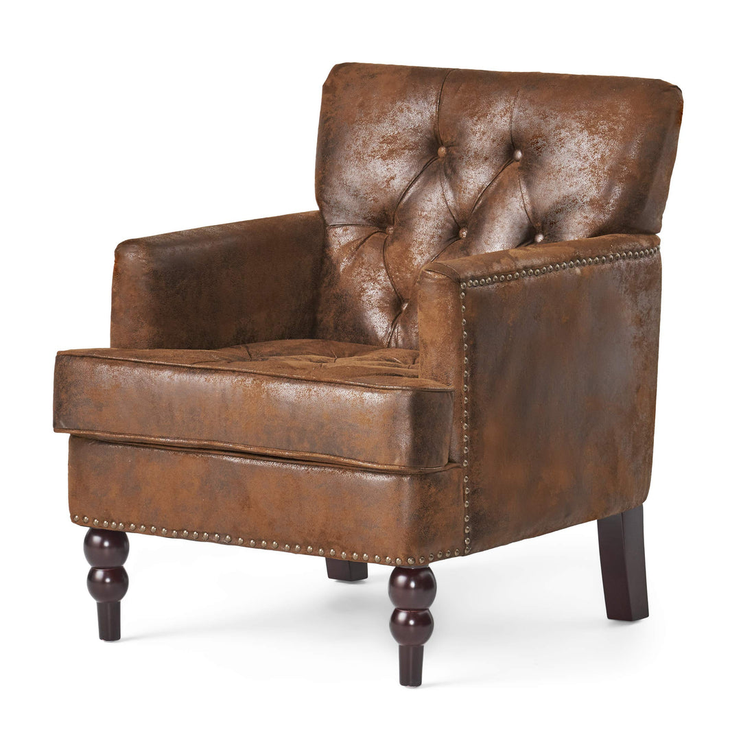 Christopher Knight Home Malone Tufted Club Chair Brown 28D x 29.5W x 33.5H Inch
