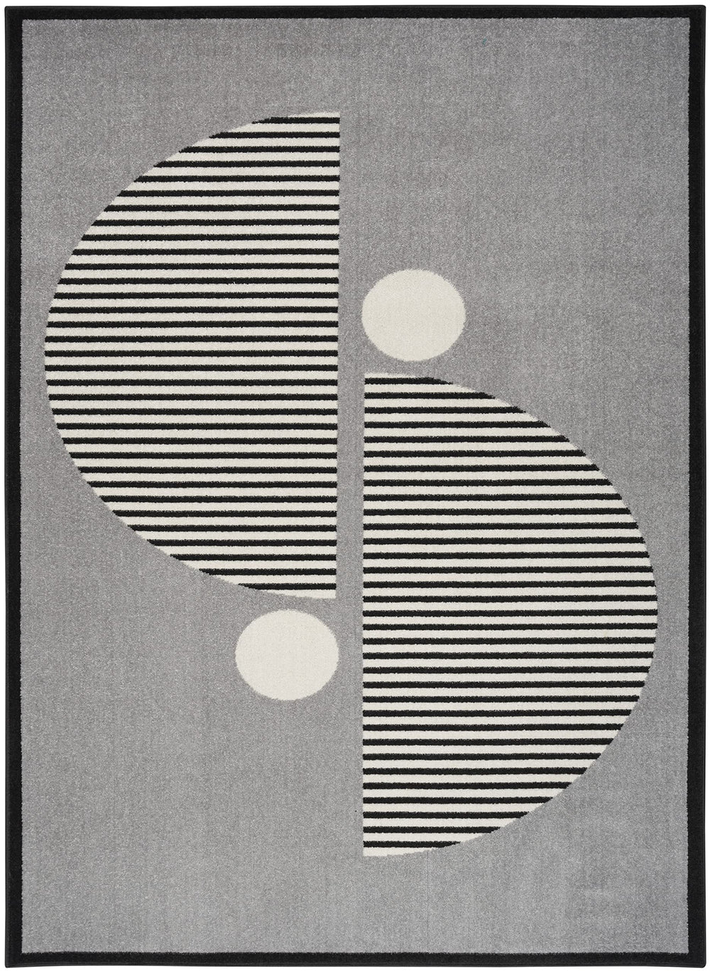 Nourison Modern Passion Geometric Grey/Black 6' x 9' Area -Rug Easy -Cleaning - Diamond Home USA