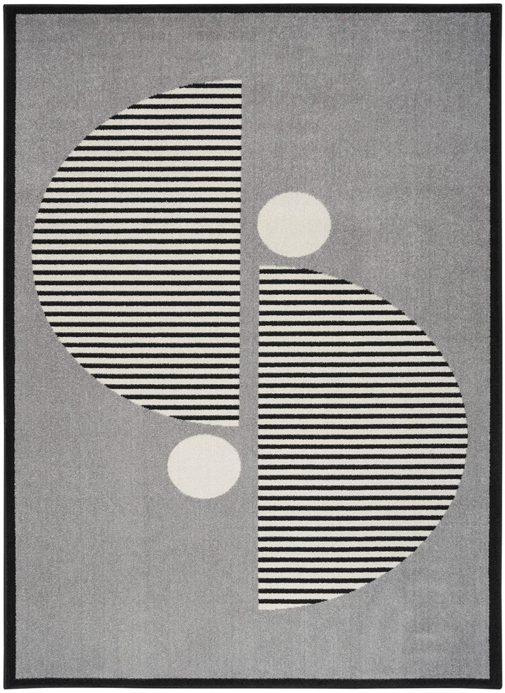 Nourison Modern Passion Geometric Grey/Black 6' x 9' Area -Rug Easy -Cleaning - Diamond Home USA