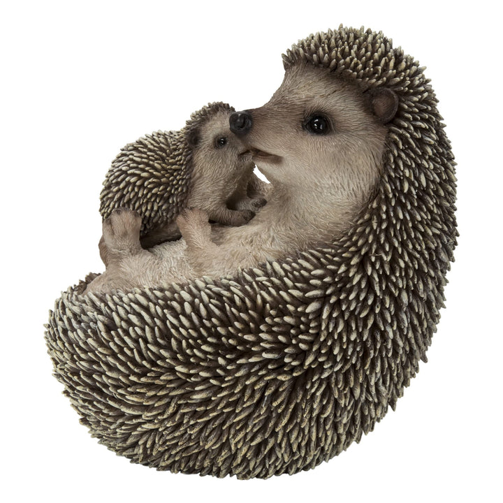 Mother Baby Hedgehogs On Back Ultra Realistic Garden Statue Multi Color - Diamond Home USA