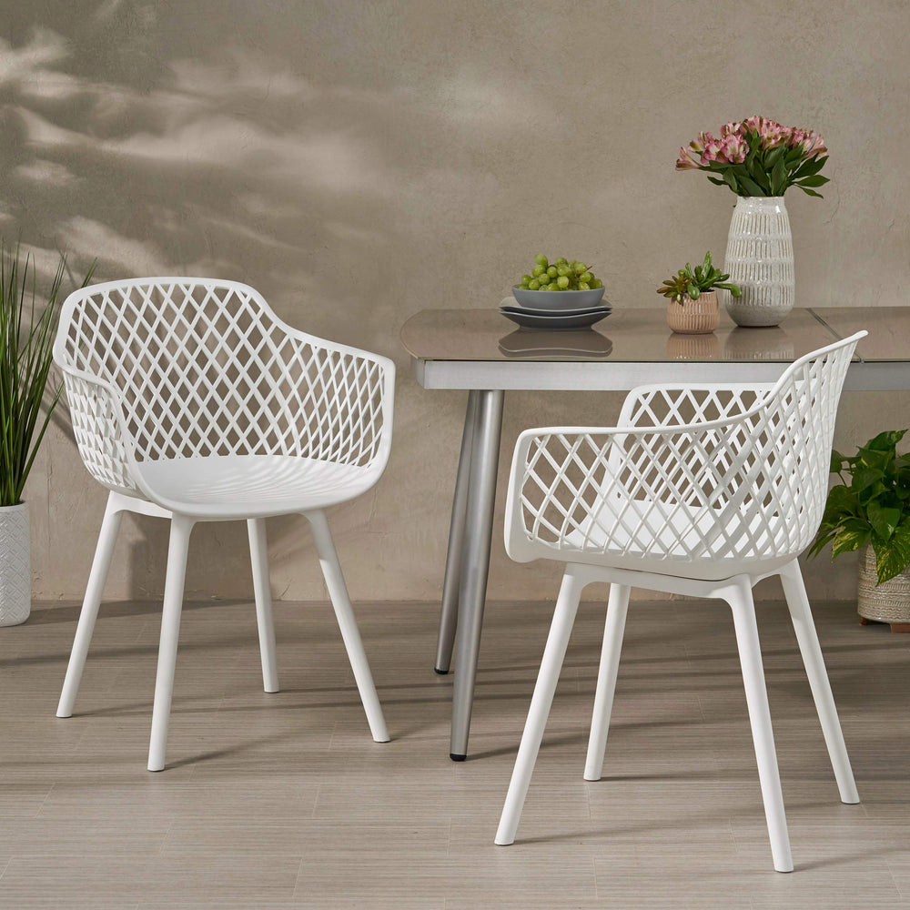 Christopher Knight Home Richard Outdoor Modern Dining Chair (Set of 2) White - Diamond Home USA