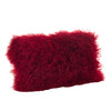SARO LIFESTYLE 100% Wool Mongolian Lamb Fur Throw Pillow with Poly Filling 12" x 12"x20" - Red