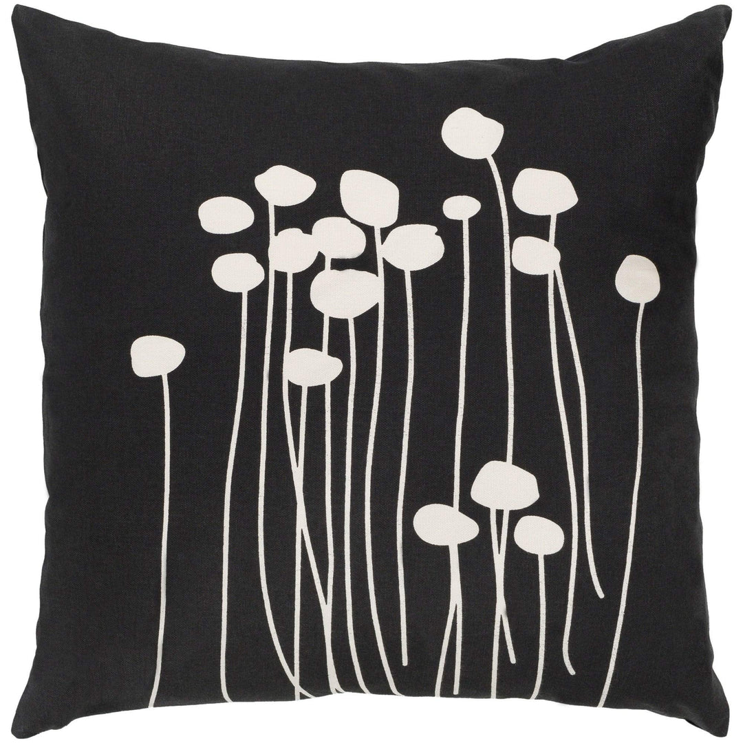 Decorative Black Carlie Floral 22-inch Poly Fill Throw Pillow Modern