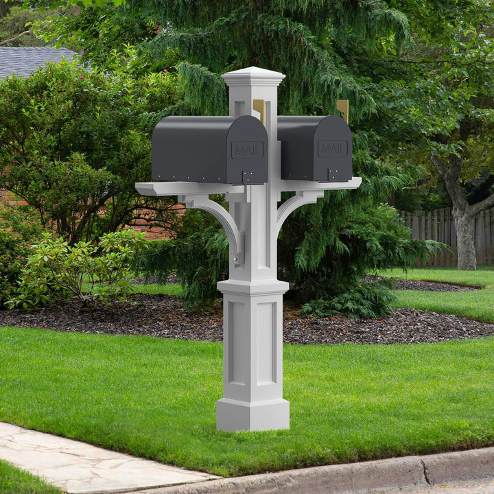 Mayne 5814-W White Newport Plus Double Mail Post - Diamond Home USA