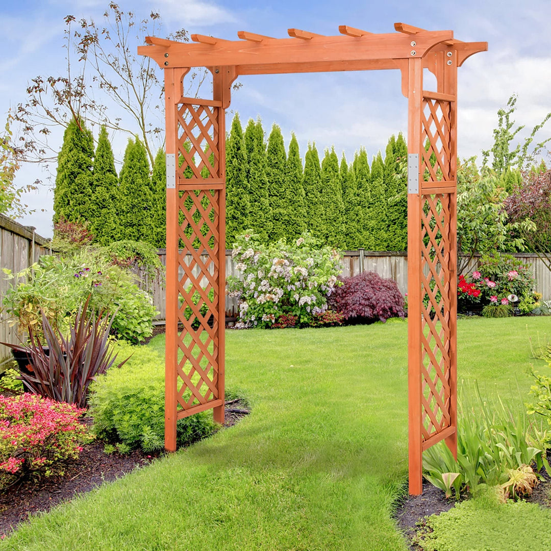 Wood Garden Wedding Arch Outdoor Trellis Pergola Brown Modern Contemporary