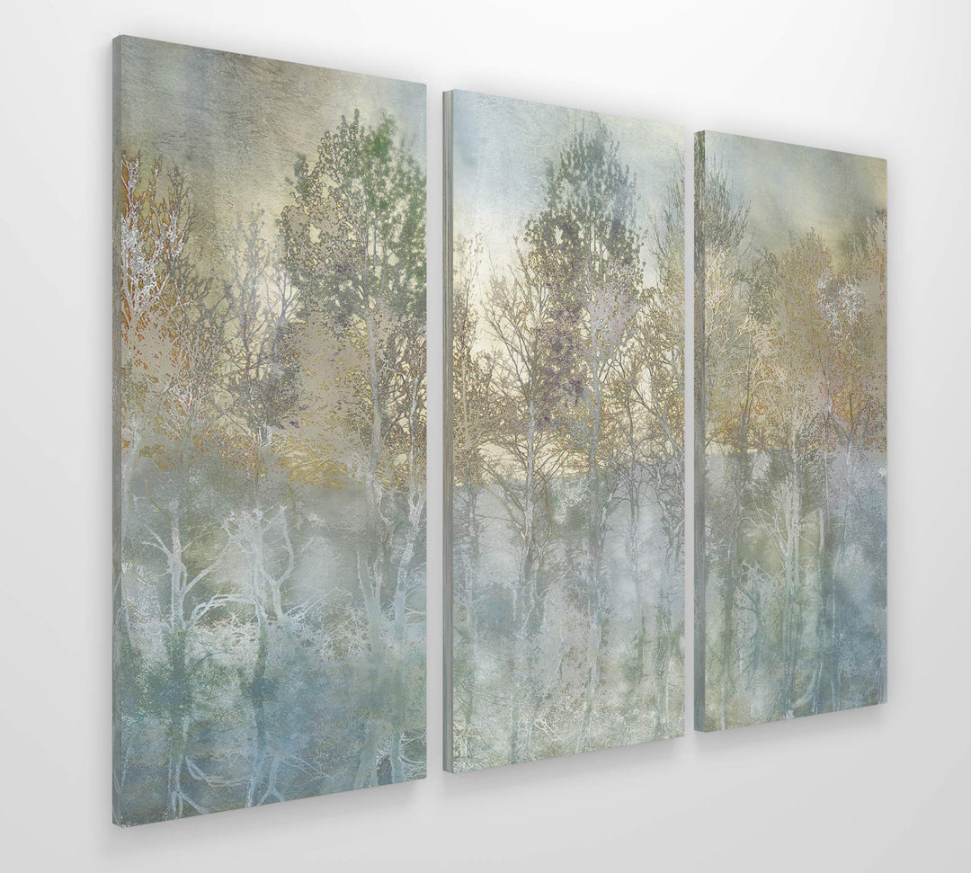 WEXFORD HOME River Reflection 3 Panel Gallery Wrapped Canvas Wall Art 32x48 - Diamond Home USA