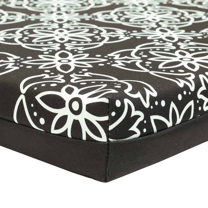 Outdoor Medallion Print Bench Seat Cushion 48 X 18 in Black 48" 18" Geometric - Diamond Home USA