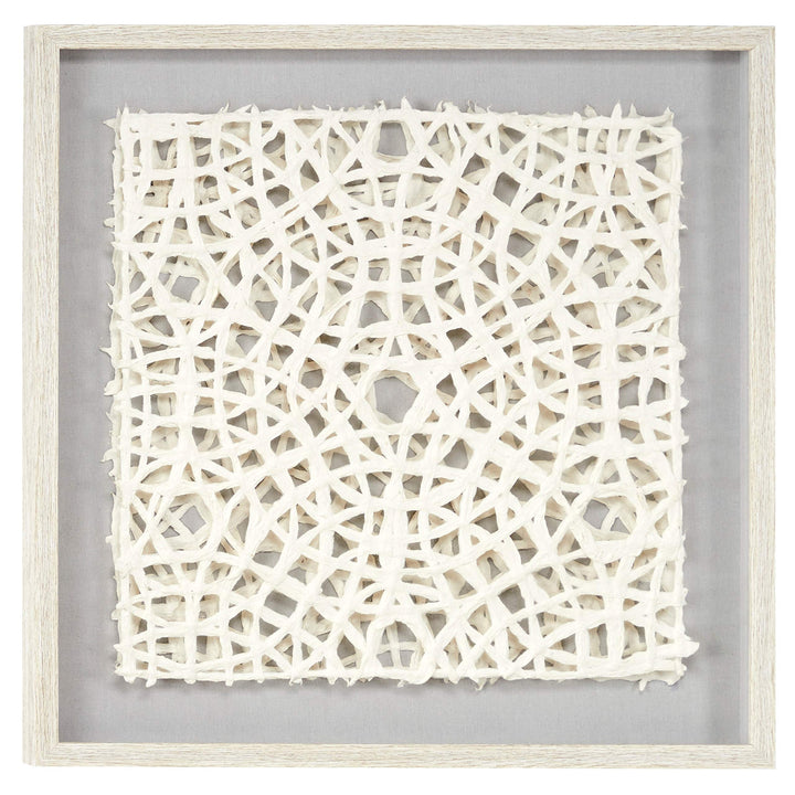 23.5" White Hand-Cut Paper Abstract Art Shadow Box in Square Frame 24 X 1 Gold
