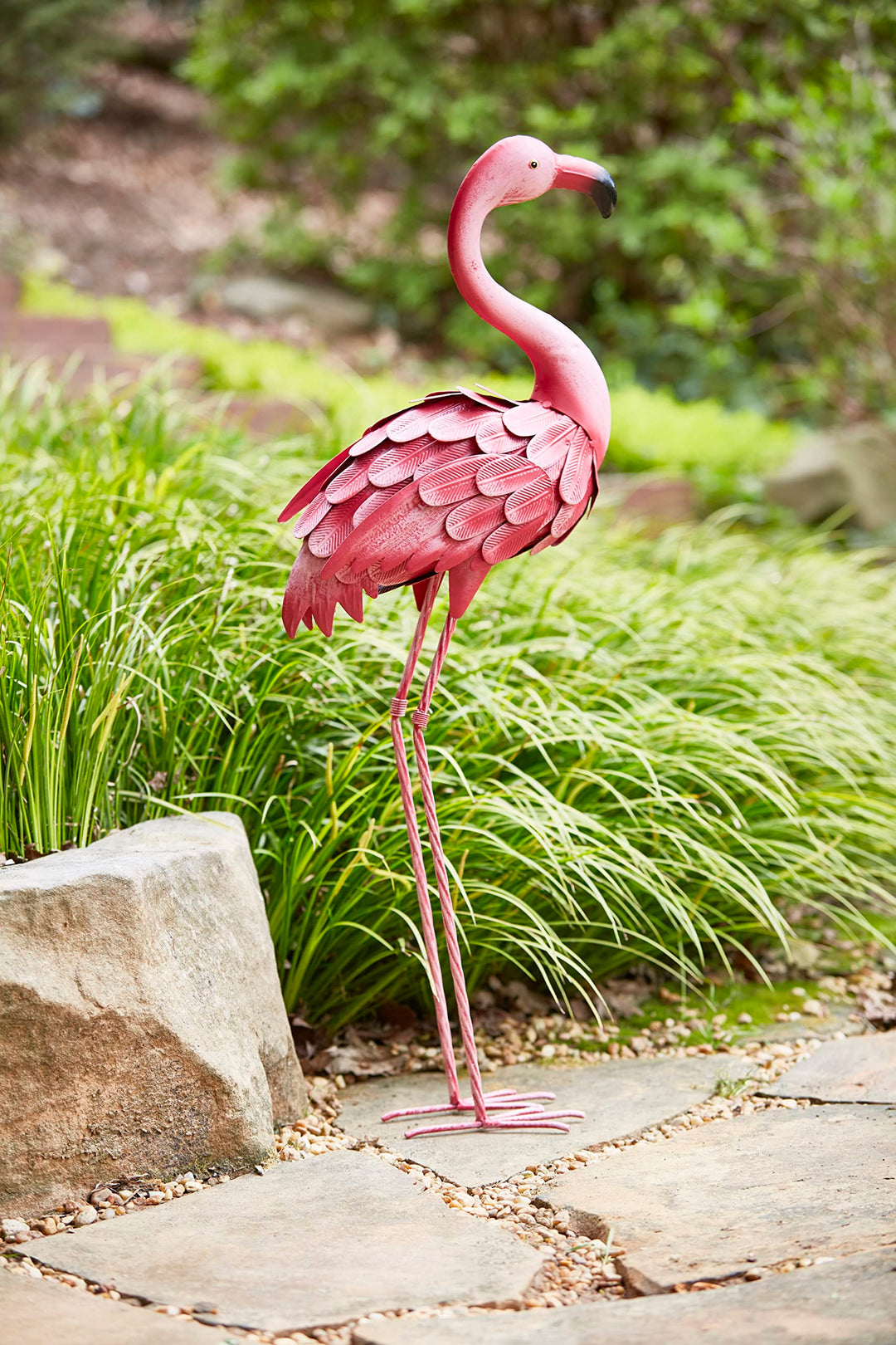 Southern Patio LDC-054641 35" H Metal Flamingo Décor with Stake for Lawns - Diamond Home USA