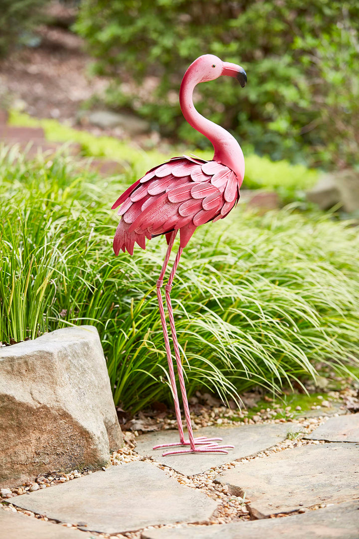Southern Patio LDC-054641 35" H Metal Flamingo Décor with Stake for Lawns - Diamond Home USA