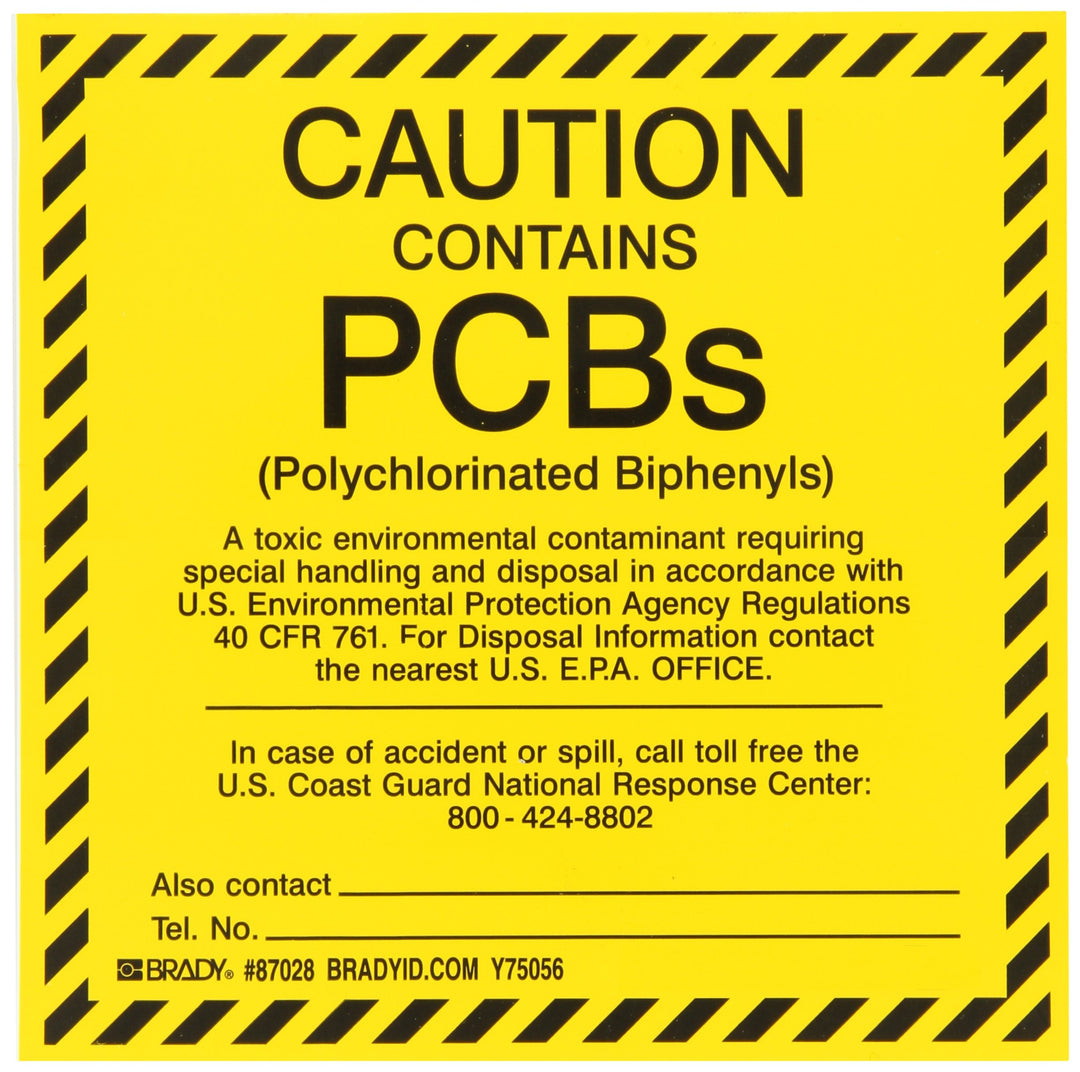 Brady 87028 6" Height 6" Width B-946 High Performance Vinyl Black On Yellow