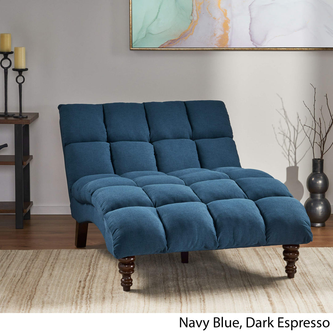 Christopher Knight Home Kaniel Traditional Tufted Fabric Double Chaise Navy Blue - Diamond Home USA