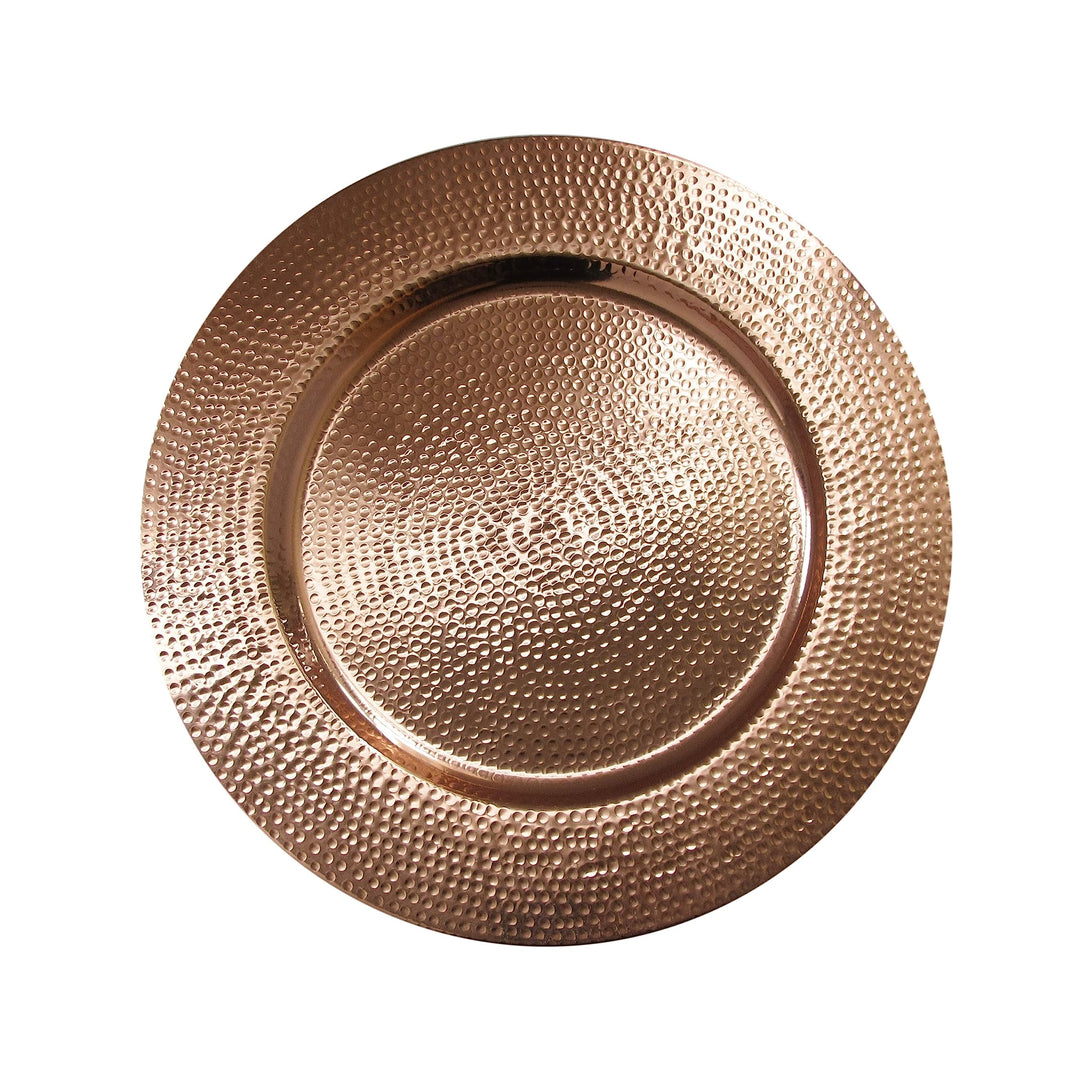 Hammered Copper 13-inch Charger Plate Set Of 4 Gold Round Iron