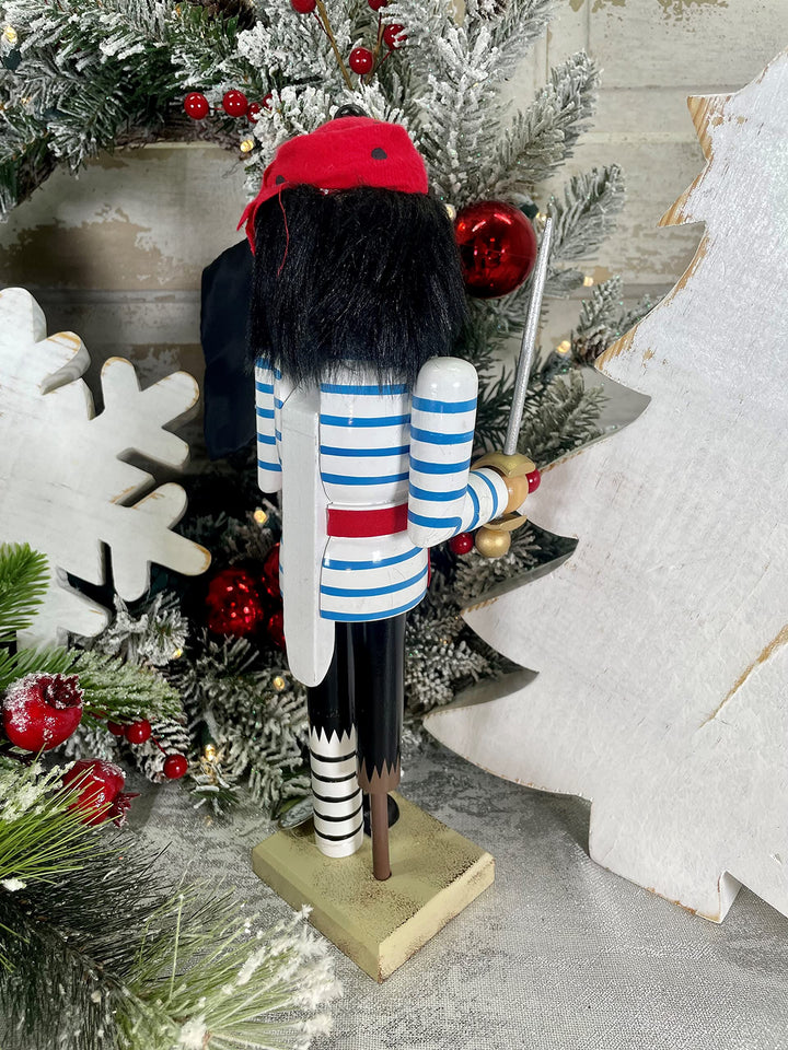 Santa's Workshop 14" PEG Leg Pirate with Flag Nutcracker Black