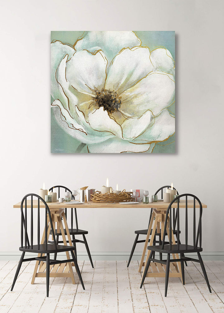 Wexford Home Soft Teal Splendor Gallery Wrapped Canvas Wall Art 32x32 Multicolor - Diamond Home USA