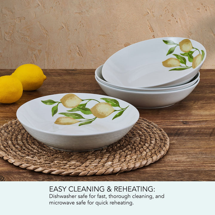 Countryside Lemons Bowl Set 4 Piece Multi Color Fruit Casual Round Porcelain - Diamond Home USA
