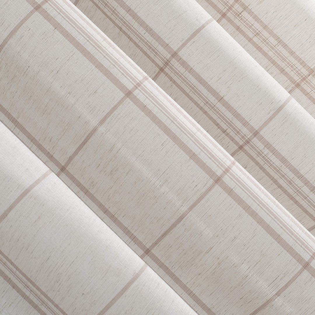 No. 918 Castille Farmhouse Plaid Linen Semi-Sheer Rod Pocket Curtain Panel 54" x - Diamond Home USA