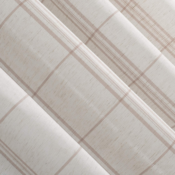 No. 918 Castille Farmhouse Plaid Linen Semi-Sheer Rod Pocket Curtain Panel 54" x - Diamond Home USA