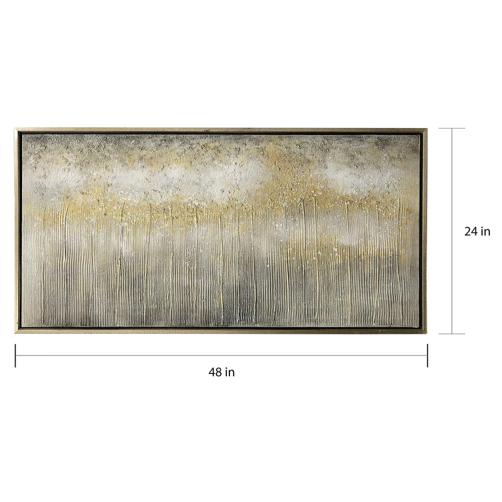 Hand-Painted Gold/Grey Abstract Wall Art Gold Modern Contemporary Rectangle - Diamond Home USA