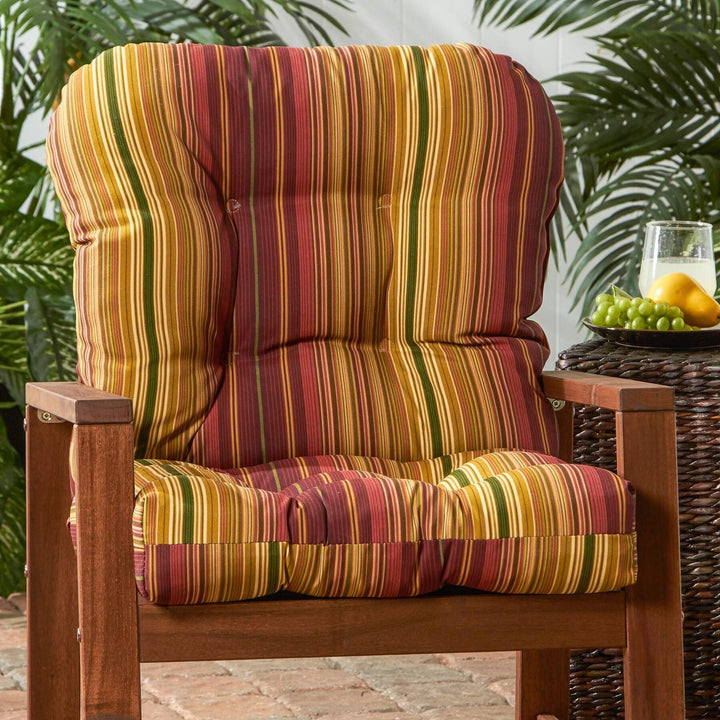21-inch X 42-inch Outdoor Stripe Seat/Back Chair Cushion Red Yellow Striped - Diamond Home USA