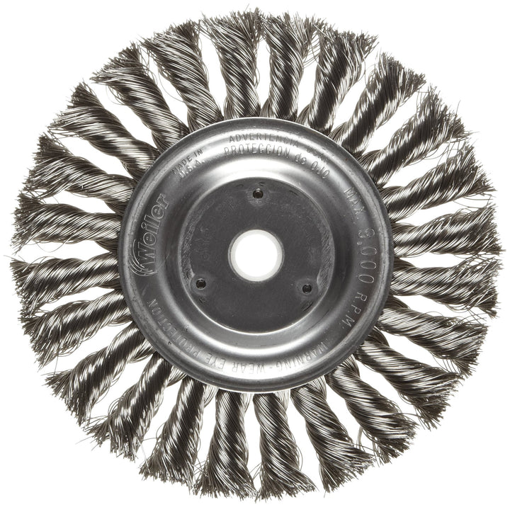 Weiler 08345 6" Standard Twist Knot Wire Wheel .016" Stainless Steel Fill